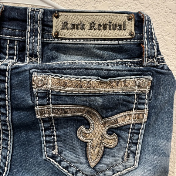 Women’s Rock Revival Cuffed Straight Nancy Western Jeans Pants Size 25 Cowgirl - Picture 6 of 7